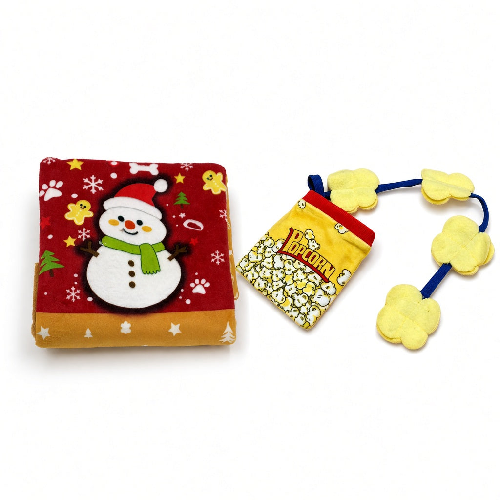 Holiday Snuffle Duo — Storybook & Popcorn Pouch