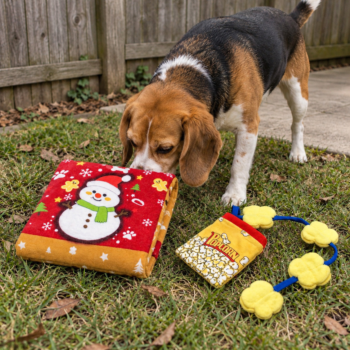Holiday Snuffle Duo — Storybook & Popcorn Pouch